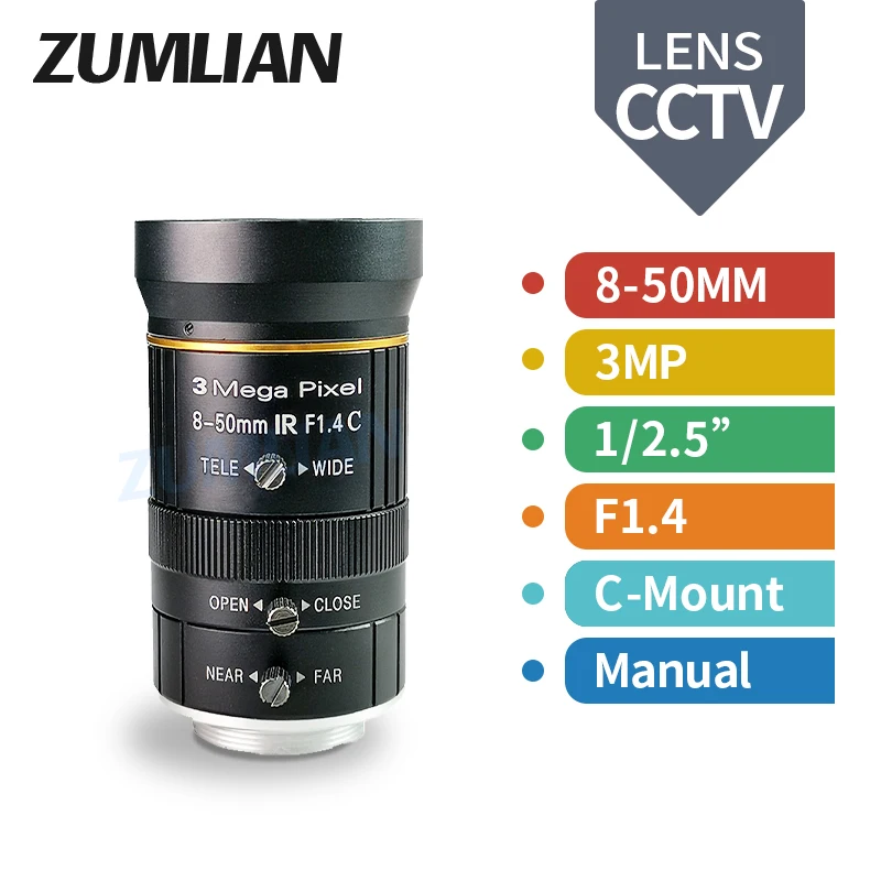 ZUMLIAN 8-50mm Varifocal Lens 1/2.3