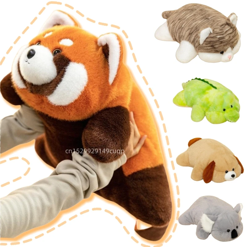 

45cm Cartoon Lying Round Animal Plush Doll Pillow Raccoon Fox Cat Dog Kola Crocodile Animal Stuffed Toy Home Decor Gift For Kids