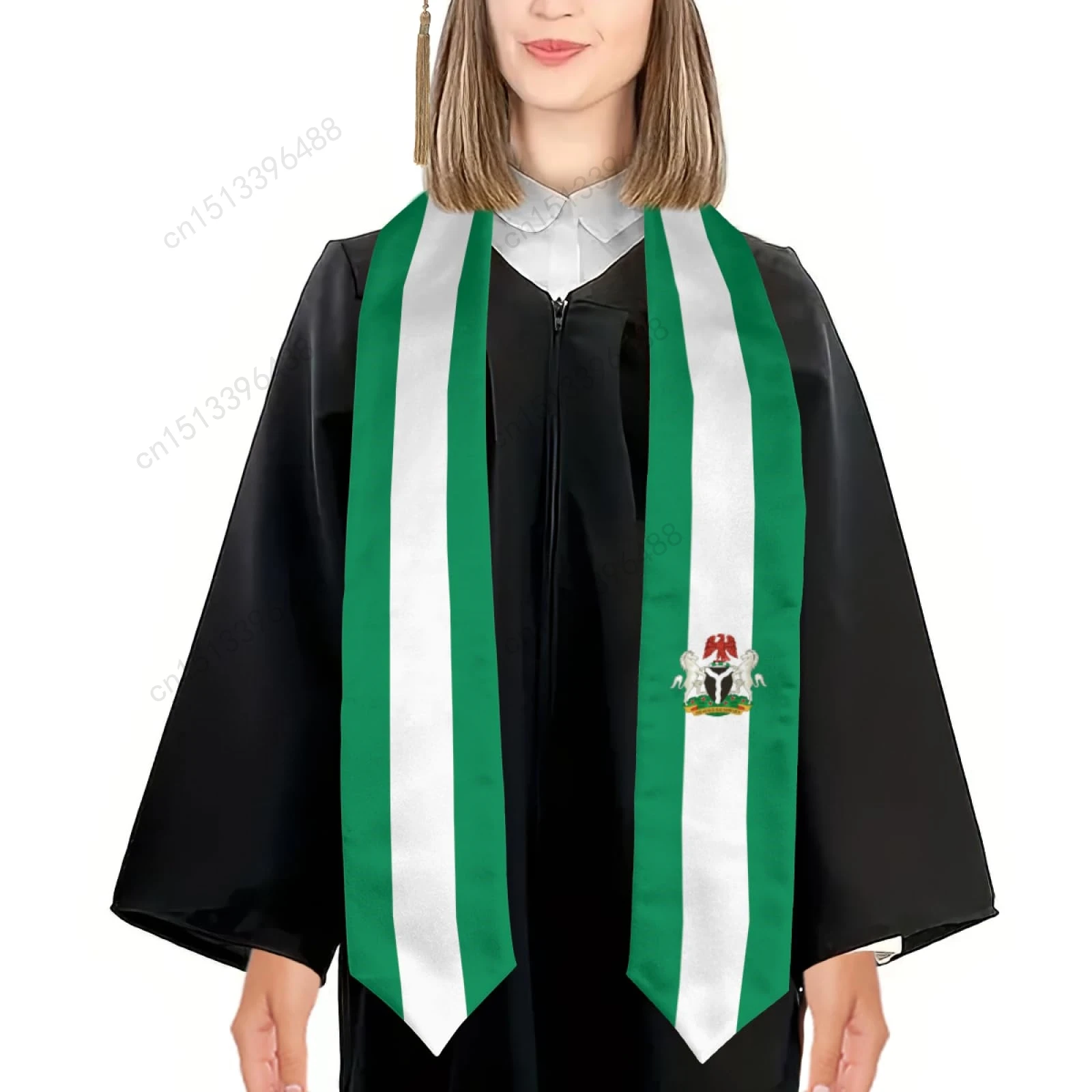

2025 Nigeria Emblem Graduation Stole Shawl Sash Honor For Study Aboard International Students