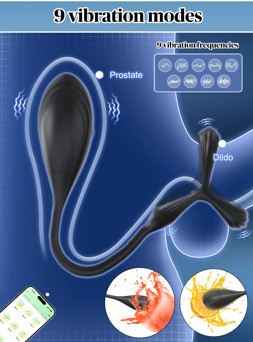 Male 2-in-1 Cock Ring and Anal Butt Plug Vibrator