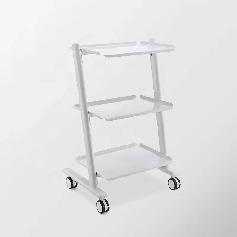 White 3 Layer Rolling Trolley for Beauty Salon Spa Portable Cart with Casters Multipurpose Storage Shelf for Tools and