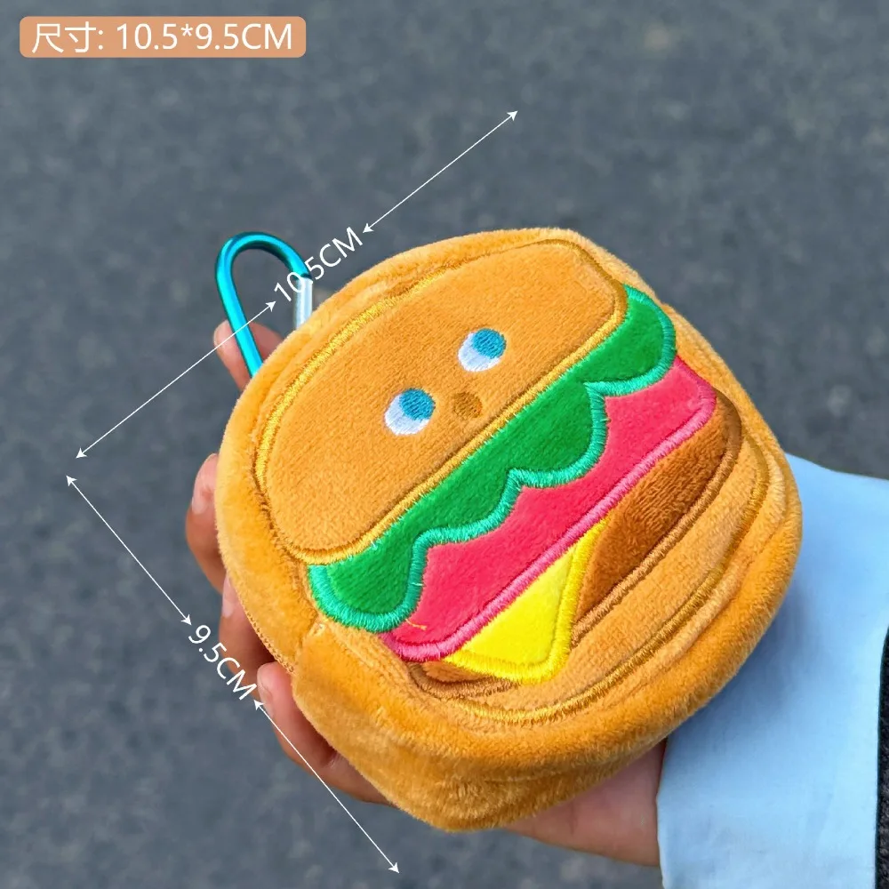 Kawaii Round Coin Purse Coin Pouch Burger Cute Keychain French Fries Small Wallet Earphone Bag Girl