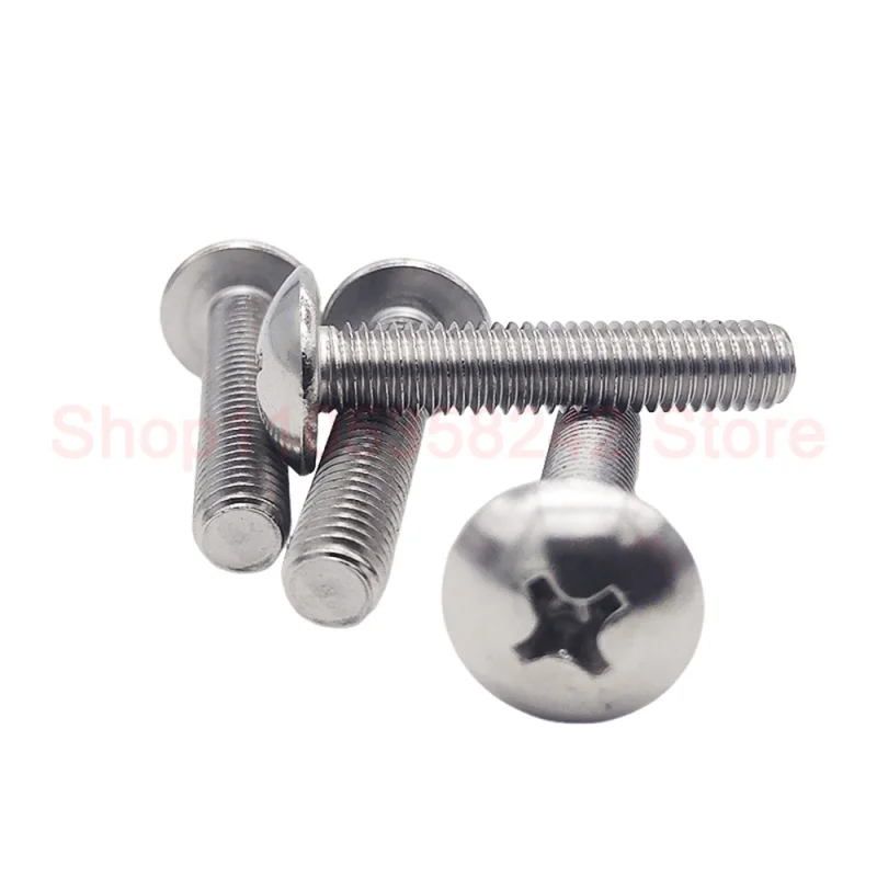10/20/25/50/100Pcs M2 M2.5 M3 M4 M5 M6 M8 304 Stainless Steel JISB1111T Phillips Truss Head Large Flat Round Cross Screw Bolt