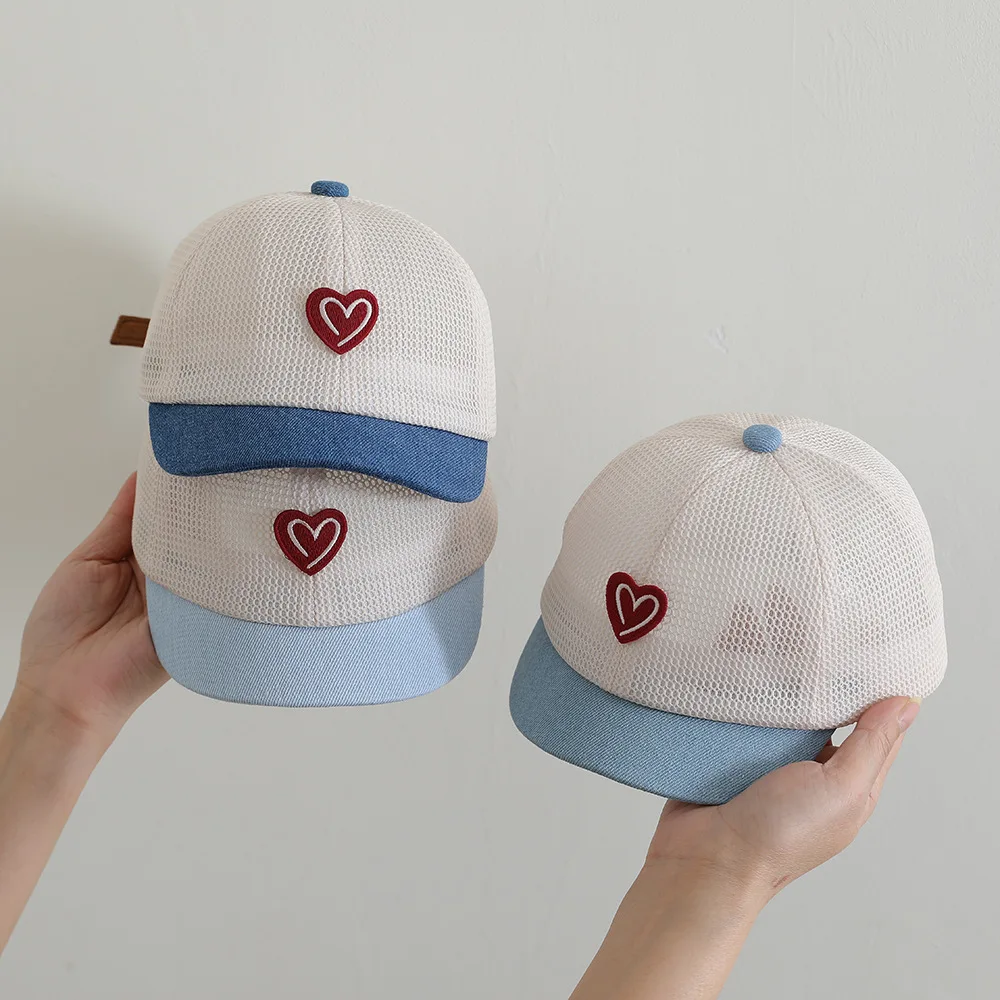 

Summer Mesh Breathable Baby Baseball Caps Letter Embroidery Baby Girl Boys Duck Tongue Cap Short Brim Toddler Kids Sun Hat