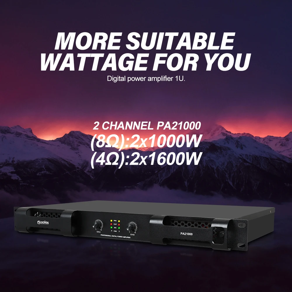 Stage Performance Power Amplifier Professional Digital Amplifier 4 Ohm 1600W*2 1U DJ Audio for Stage KTV Performances DGNOG