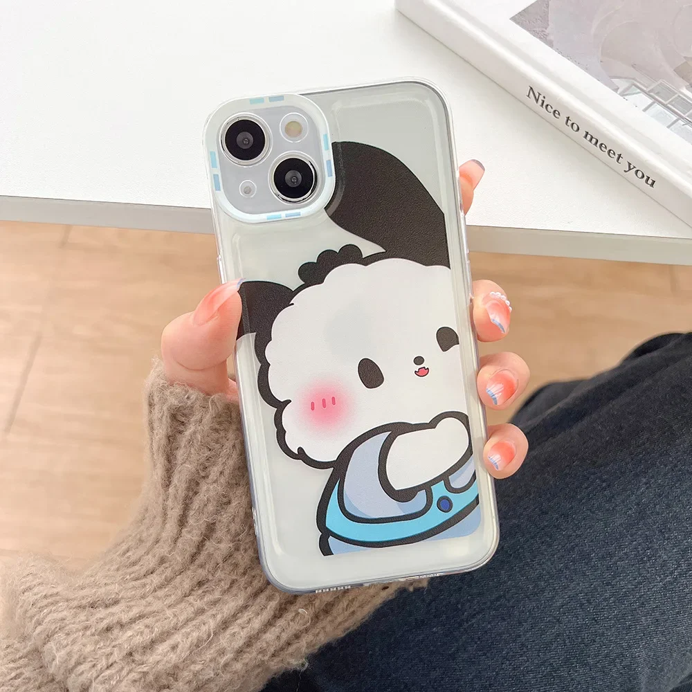 Funda de silicona con dibujos animados para Iphone, carcasa bonita de TPU suave para modelos 14, 13, 12, 11 Pro Max, X, XS, 7, 8 Plus, SE2 y SE3, Pochacco