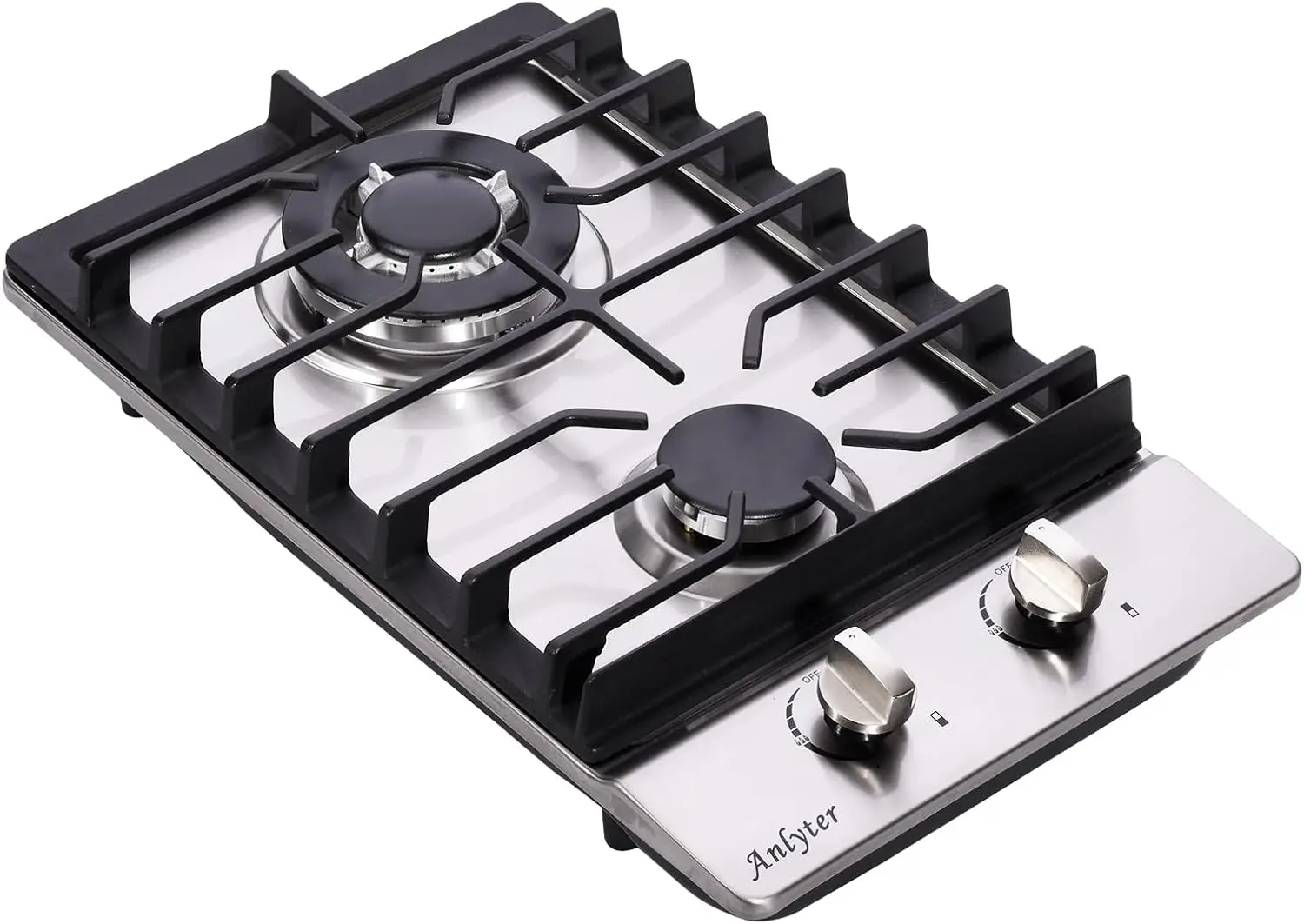 

12 Inch Gas Cooktop, 2 Burners Built-in Gas Stovetop Stainless Steel Gas Stove Top Propane/Natural Convertible Sealed
