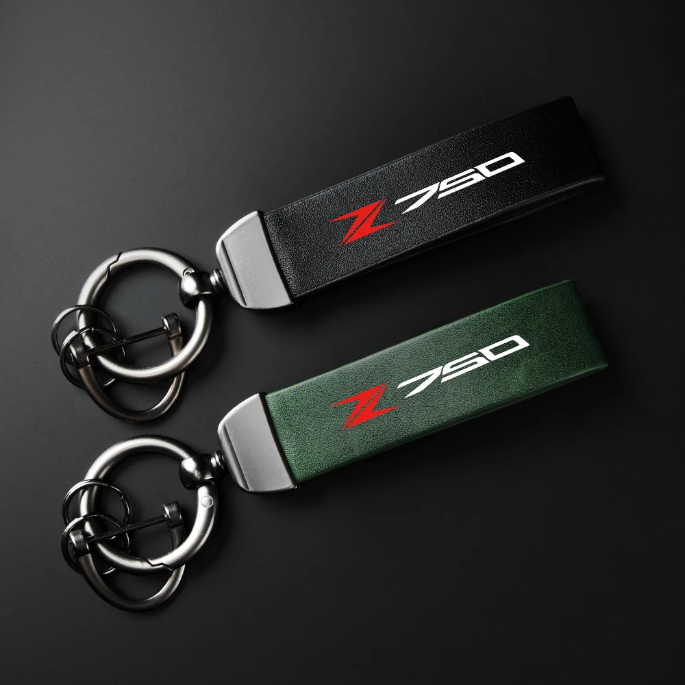 For Kawasaki Z750 Z 750 High-Grade leather Motorcycle Keychain Holder Keyring Accessories