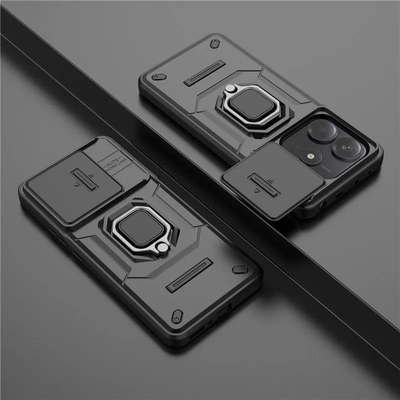 

For Redmi Note 14 Cover For Redmi Note 12 13 14 Pro 4G 5G Case Lens Protection Shockproof Push window Magnetic Holder Bumper