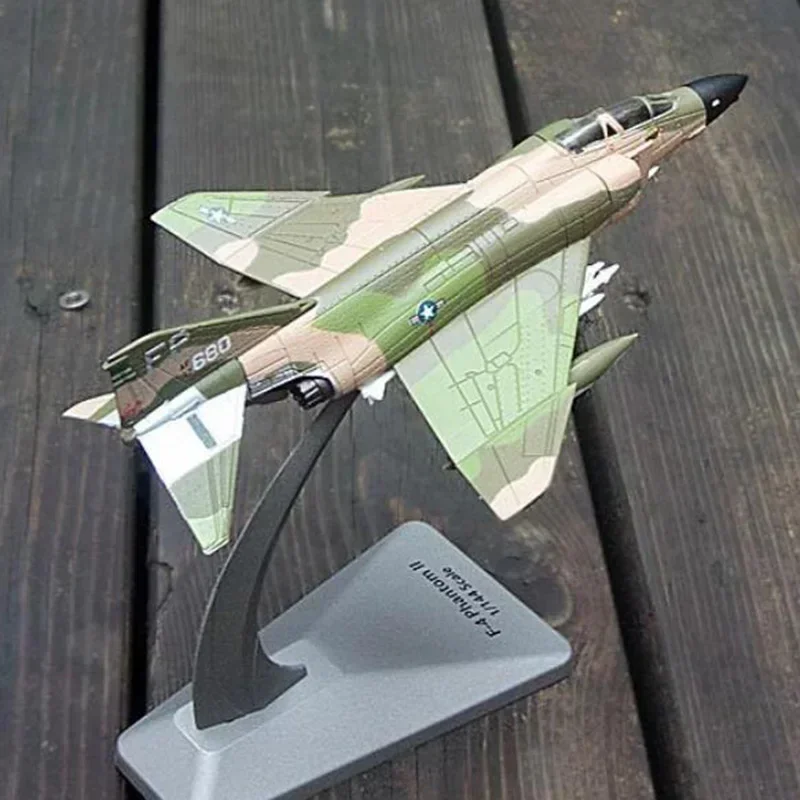 Authentic Replica: 1/144 Scale F4C Camo Military Airplane Model Toy Ideal for Aviation Fans & Showpiece Collections