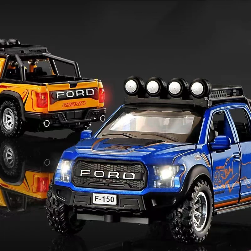 1:32 Ford F150 Raptor Alloy Mini Scale Car Model Diecast Metal Toy Car Vehicles Sound＆Lght Collection Children Birthday Toy Gift