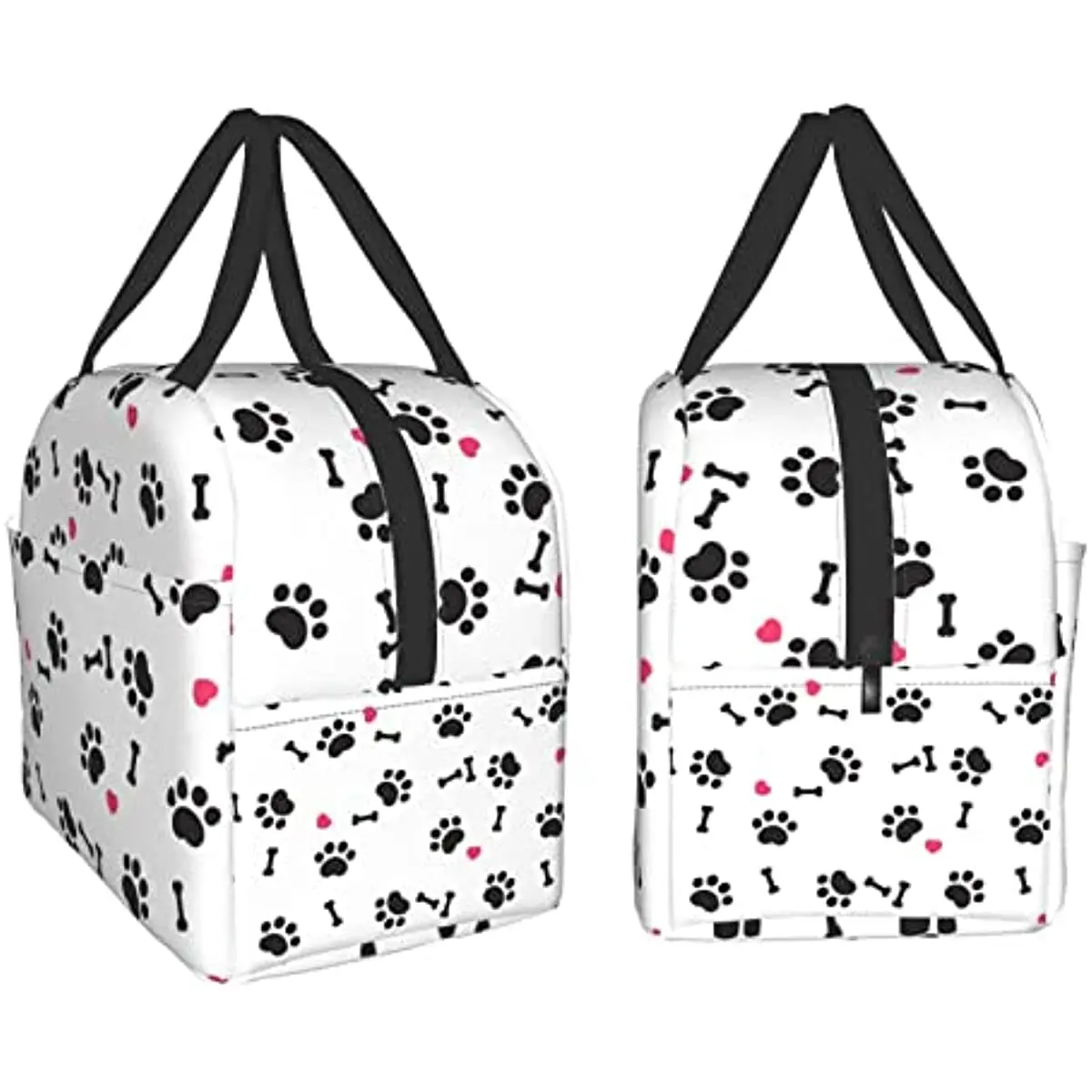 I Love Black Paw Insulated Lunch Box Bento Box Insulated Lunch Boxes Reusable Waterproof Lunch Bag with Front Pocket for School