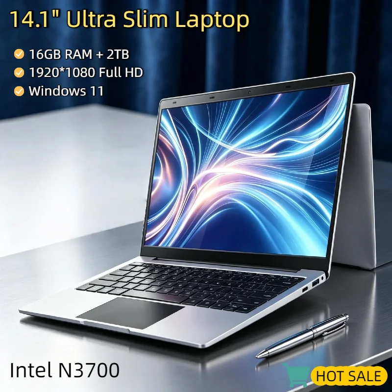 

2TB SSD New 14.1" Laptop Windows 11 16GB RAM Intel N3700 1920x1080 HD Ultra Slim Notebook Office Study Light Gaming