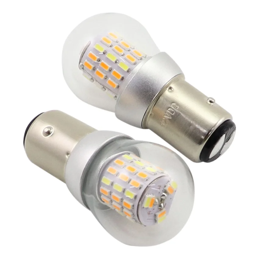 2Pcs S25 1157 P21/5W LED Bulb Car Turn Signal Brake Dual Color Light Led chips Auto Driving Turning Lamp 12V White Yellow