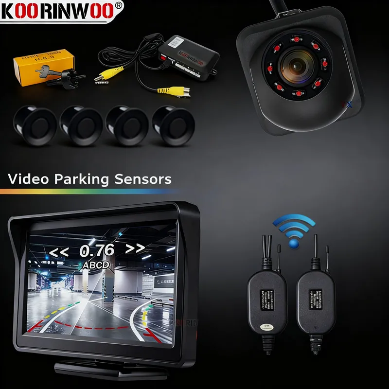 Koorinwoo Car Intelligent System Dual Core CPU Car Parking Sensors Intelligent Camera Rear view Monitor Night Vision Camera Dash