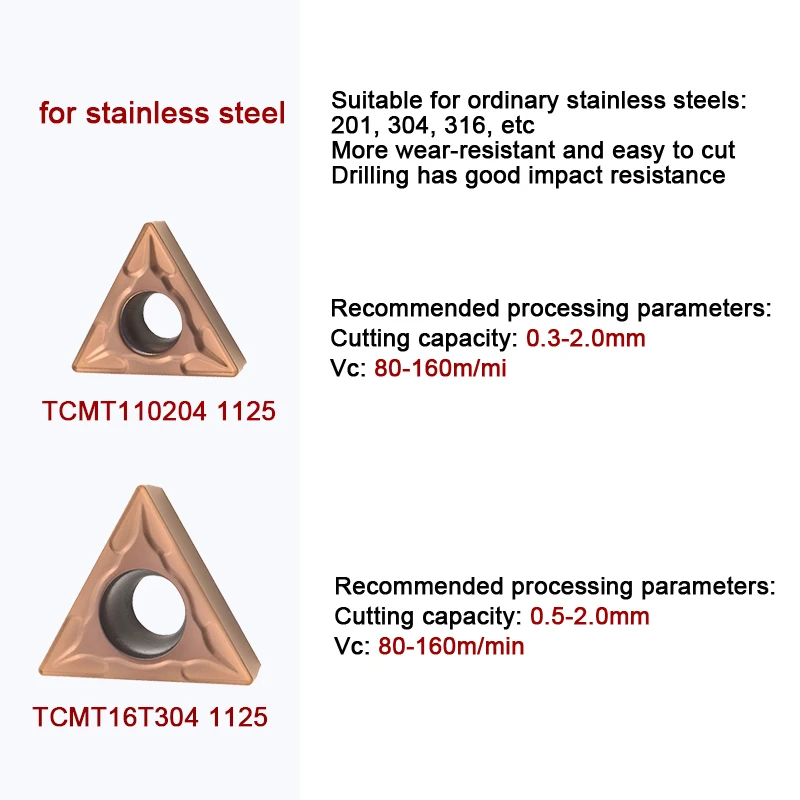 TCMT110204 TCMT16T304 MP WM1125 Carbide Inserts turning TCMT CNC Lathe Cutter Turning Tools For Stainless Steel