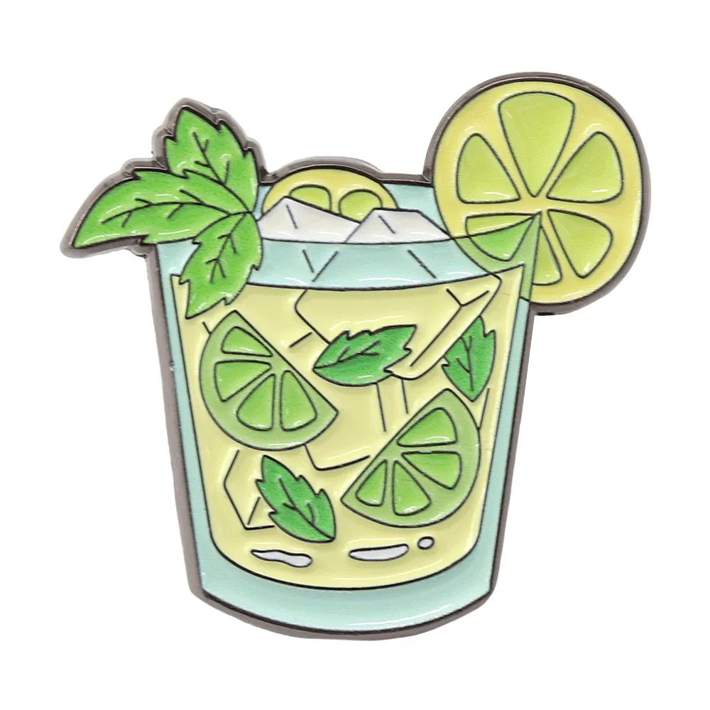 Summer Juice Mojito-Enamel Pin Classic Cuban-Cocktail Badge Cute Drinks Brooch Happy Hour Jewelry Fun Backpack Decorative