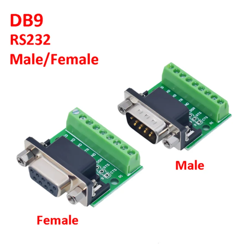 1 stks DB9 Mannelijke en Vrouwelijke Connector Adapter Schroef Terminal 9-Pin 9-Hole RS232 RS485 Conversie Board