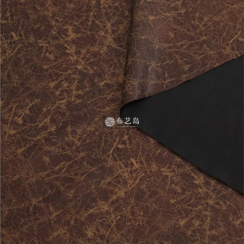 Drape brown cracked marble printed leather fabric for windbreaker