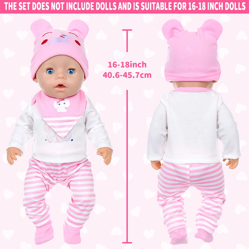 Ropa para muñecas de 16-18 pulgadas/40-45cm, chaqueta bonita con capucha de oso, pantalones, muñeca recién nacida, ropa para muñeca de renacimiento, accesorio, regalo para niña bebé