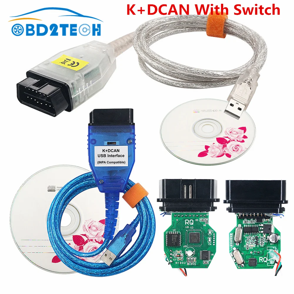 Newest For BMW IN-PA Ediabas K+DCAN Switch OBD2 Diagnostic Tool Scanner For BMW E46 K+CAN K CAN IN-PA FT232RL Chip USB Interface