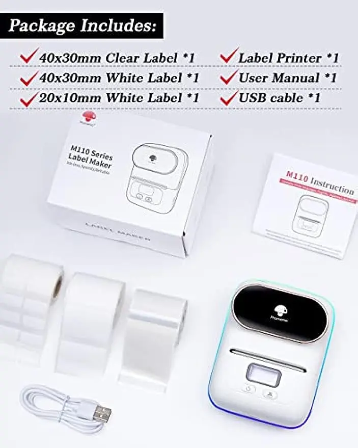 Phomemo M110 M120 Bluetooth Wireless Label Printer 20-50mm Label Maker Machine for Logo Tags Clothing Address Jewelry Mailing