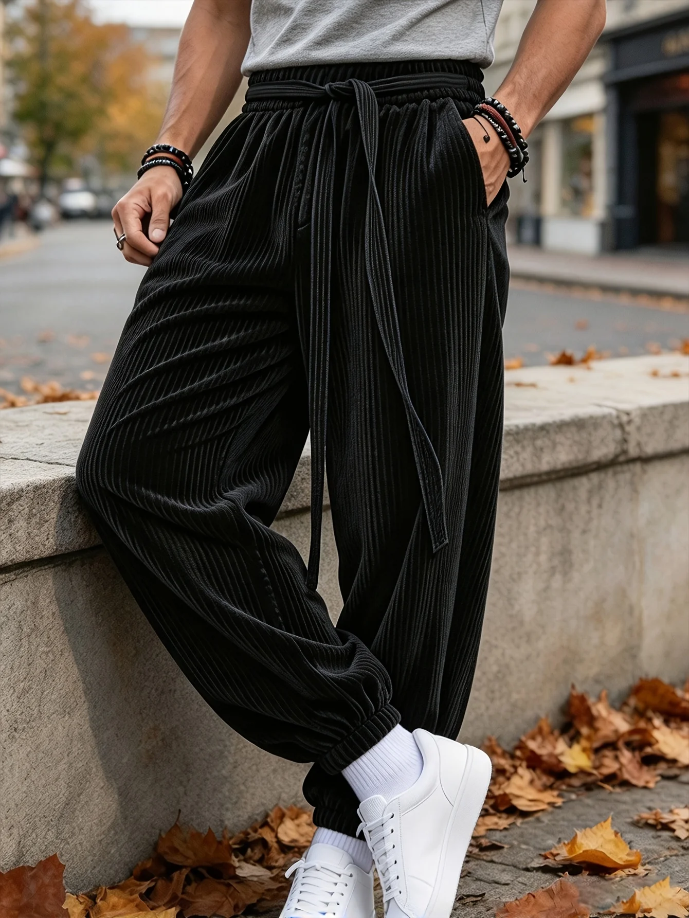 FGKKS Autumn Men Pants  Brand New Fashion Black Comfy Sweatpants Winter Thick Warm Man House Trousers