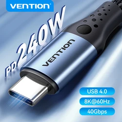 Vention 240W Charge Cable 8K@60Hz 40Gbps USB Type C Cable Thunderbolt 4/3 USB 4.0 PD3.1 Fast Charging Data Transfer for MacBook