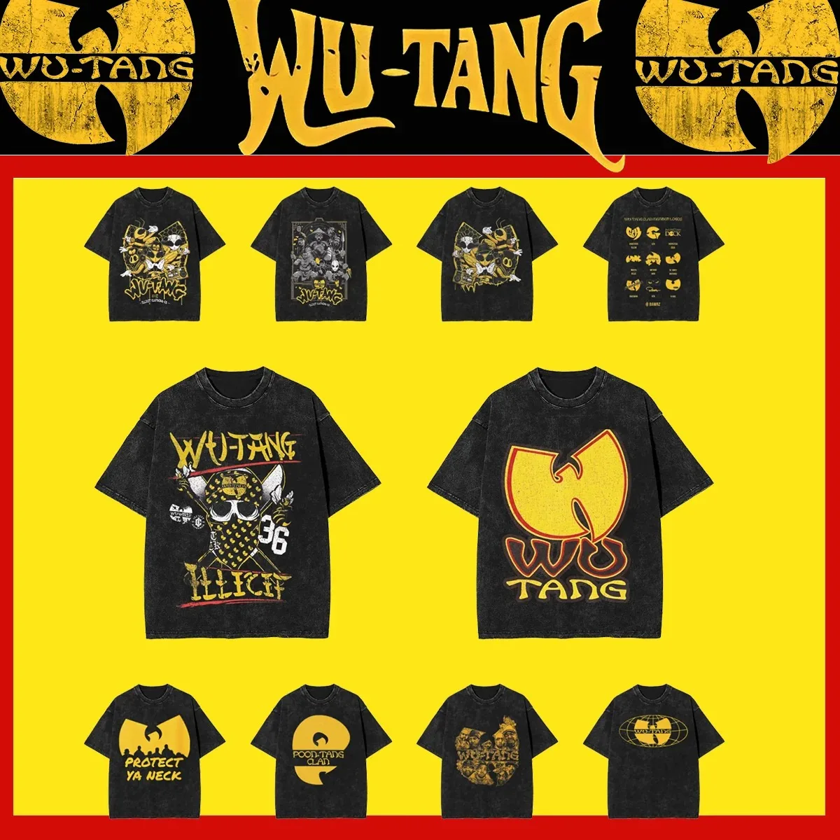 Hipster Cotton Tee Shirt Crew Neck Short Sleeve Oversized T Shirts Années 90 T-Shirts Men Bee Wu Clan T–tangs Summer Clothes