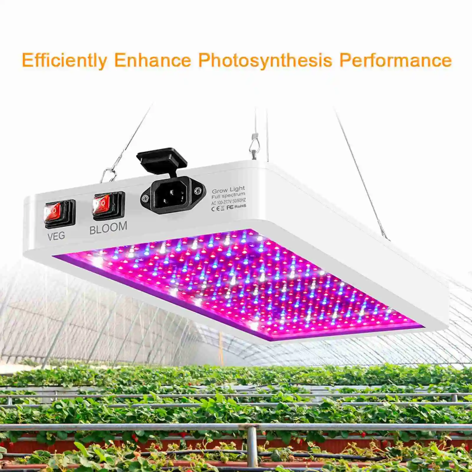 1000W indoor plant growth lamp 216 LED full spectrum dual switch IP65 waterproof hanging greenhouse plant growth lamp