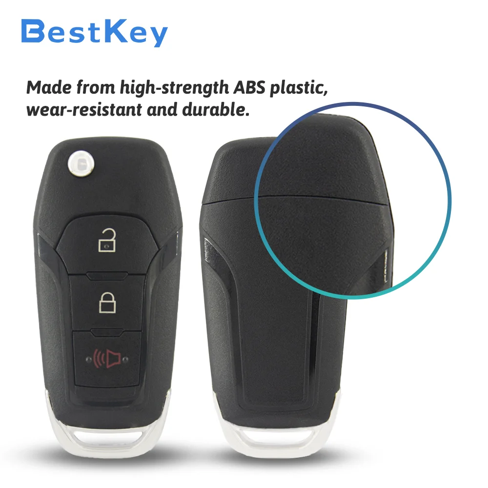 Best Key 2/3/4 Button Flip Key Shell HU101 Mechanical Blank Blade Repair Cover Fit Ford Focus Fiesta Mondeo Kuga Explorer Ranger