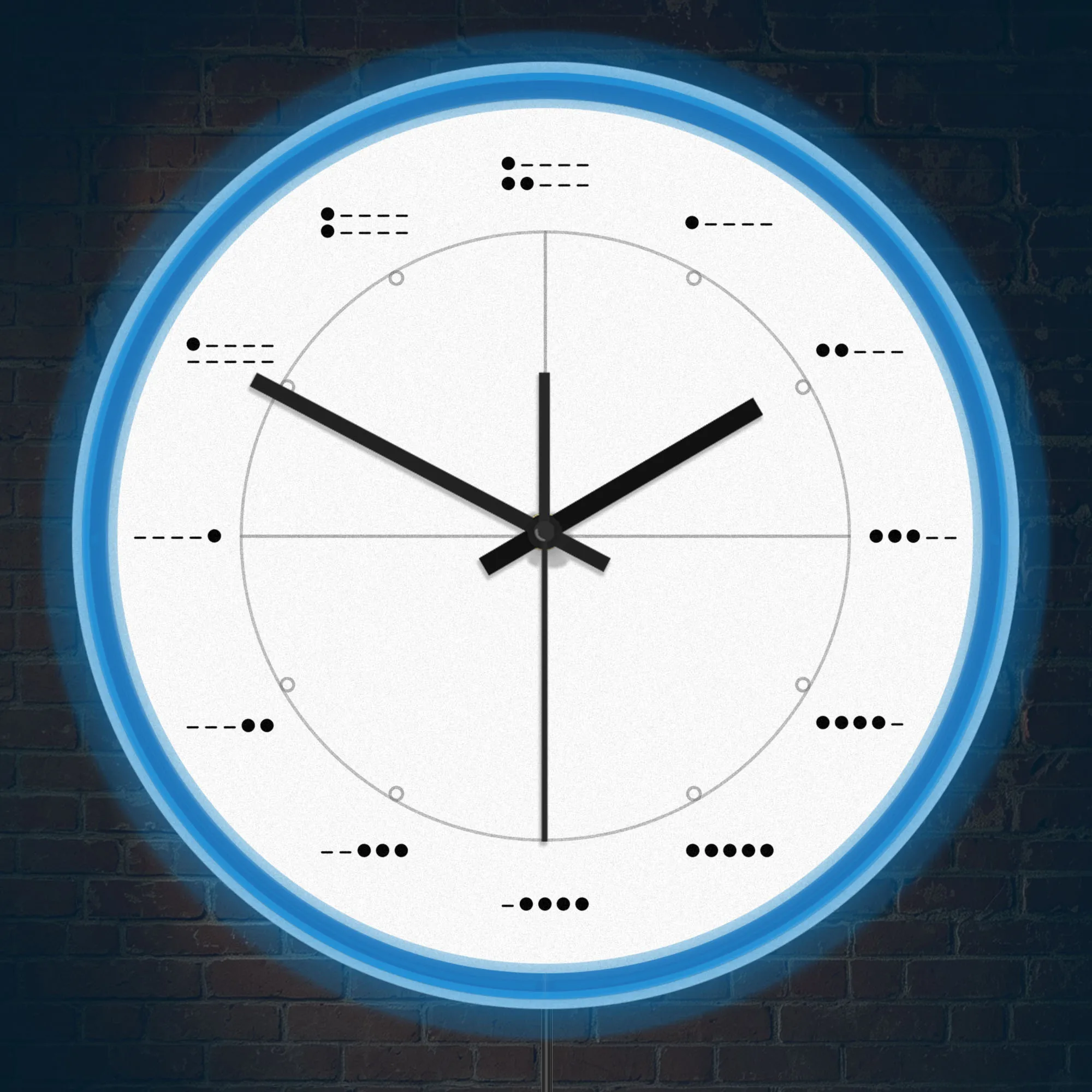 Morse Code Symbol Neon Wall Clock Silent Non Ticking For Office Study Room Man Cave LED Night Light Wall Clock Geek Gift For Him