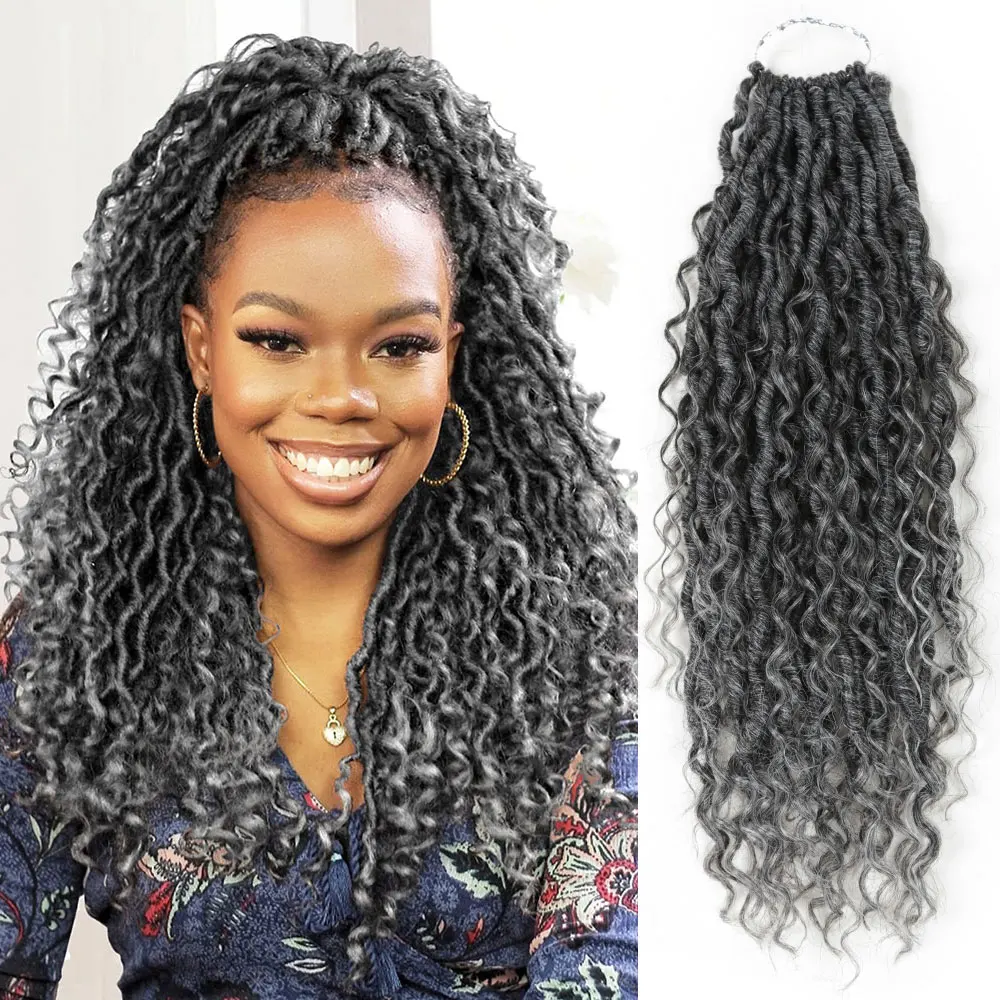 

ALIBABY синтетические локоны для вязания крючком, 18-дюймовые волосы River Curl, вязанные крючком, искусственные локоны с вьющимися концами для женщин