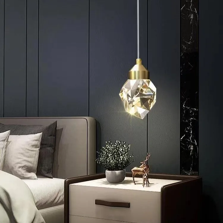 

bedside chandelier, bedroom crystal lamp modern minimalist creative personality, aisle corridor single-headed small chandelier