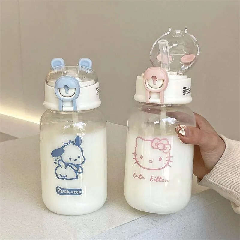 Sanrio Water Bottle Hello Kitty Kuromi Pochacco Anime Transparent Sippy Cup 500Ml Large Capacity Water Bottle Plastic Cups Gift