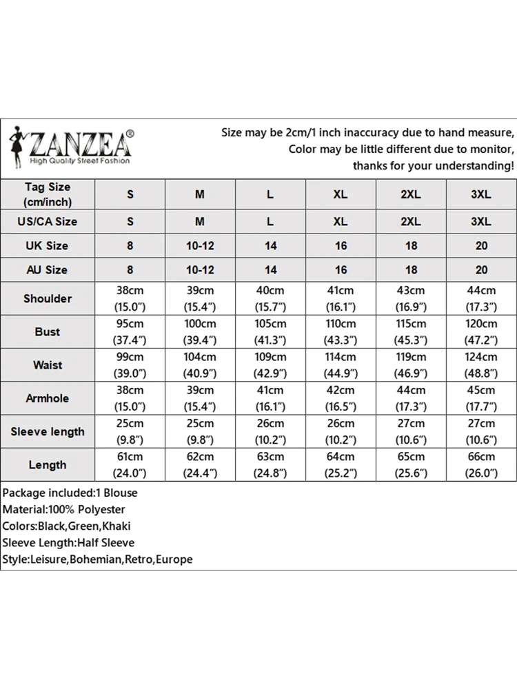 ZANZEA O-hals all-over print blouses halve mouw 2025, zomer alledaagse dames Blusas Mujer mode woon-werkverkeer casual T-shirts