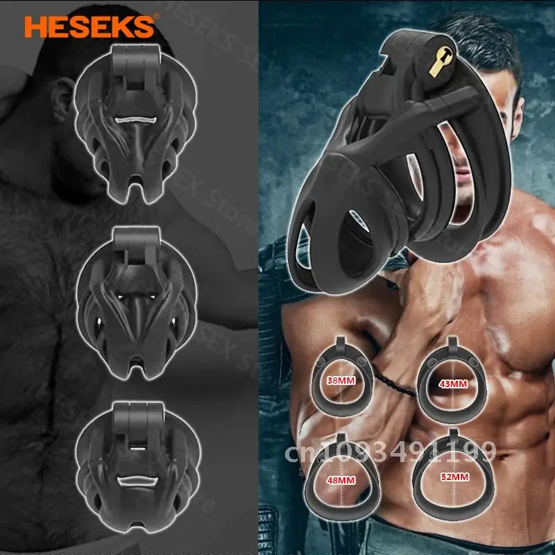 HESEKS جديد بيثون V7.0 EVO قفص مامبا ذكر العفة الكبار 18 + الكفة القضيب جهاز الجنس ألعاب الديك حلقة كوبرا مزدوجة قوس ثلاثية الأبعاد