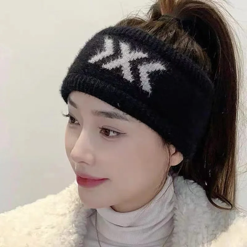 

Новая кашемировая вязаная повязка на голову для женщин, аксессуар для волос, эластичные резинки для волос, теплая осенне-зимняя модная женская повязка-тюрбан