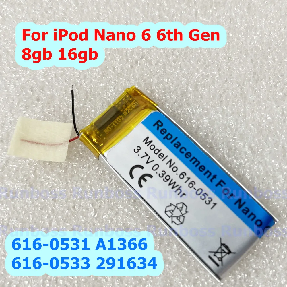 New 616-0531 A1366 616-0533 291634 115mAh Replacement for iPod Nano 6 6th Gen 8gb 16gb Battery Batteries Bateria Batteriej