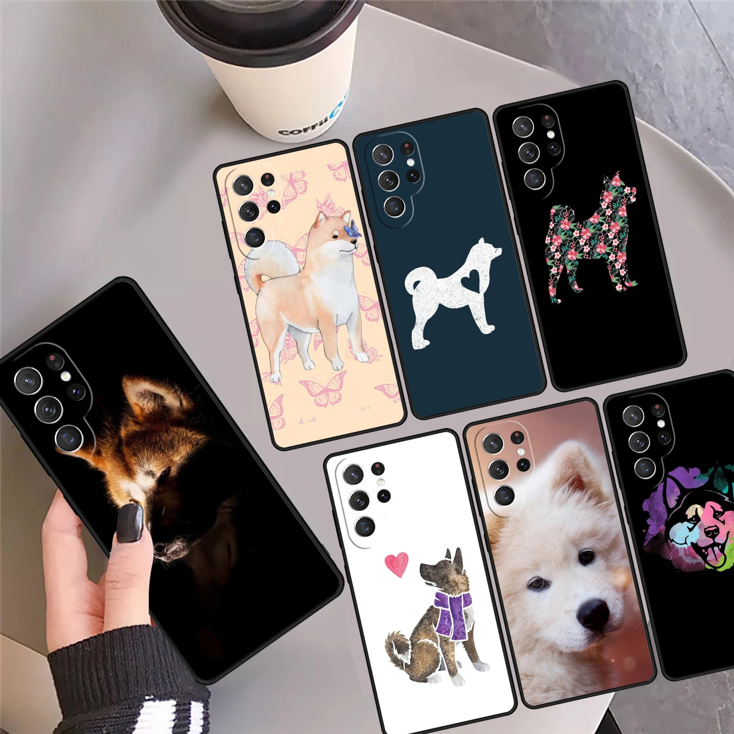 Animal Cute Dog Akita Phone Case Cover Coque For Samsung Galaxy S24 Ultra 23 S22 Plus S21 FE S20 S8 S9 S10 Note 10 Pro Note 20