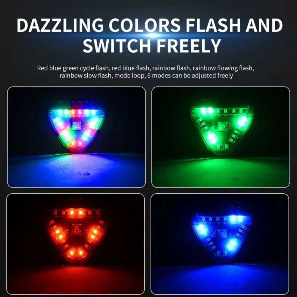 Waterproof Solar Navigation Light USB Charging Wireless Solar Power Strobe Warning Light Colorful 6 Modes LED Tail Light