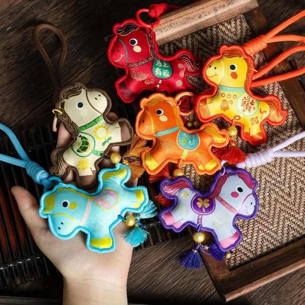 

Embroidered Horse Pendant Multicolor Chinese Style Chinese New Year Decoration Zodiac Year of The Horse