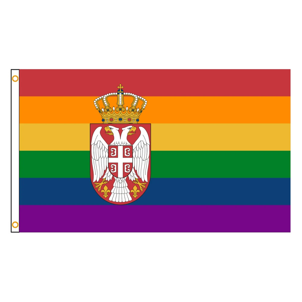 3x5 Ft Serbia Gay Flag Vivid Color and Fade proof Large Rainbow Pride Flags Polyester with Brass Grommets