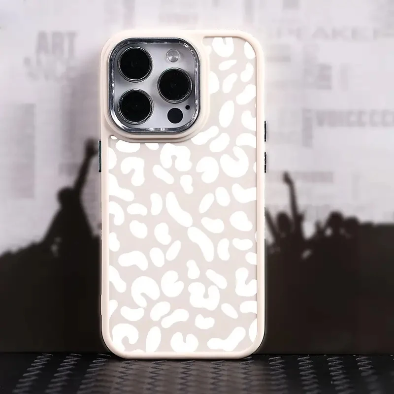 White Leopard Print Phone Case For iPhone 14 13 11 15 Pro Max 12 Mini XS XR X 8 7 Plus SE 2022  14Pro 13Pro Matte Soft Cover