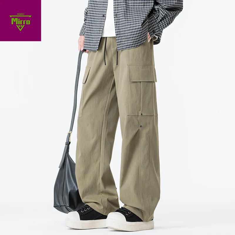 

【Mirrordust】Autumn American Retro Outdoor Workwear Pocket Long Pants Plus Size Straight Casual Pants for Men