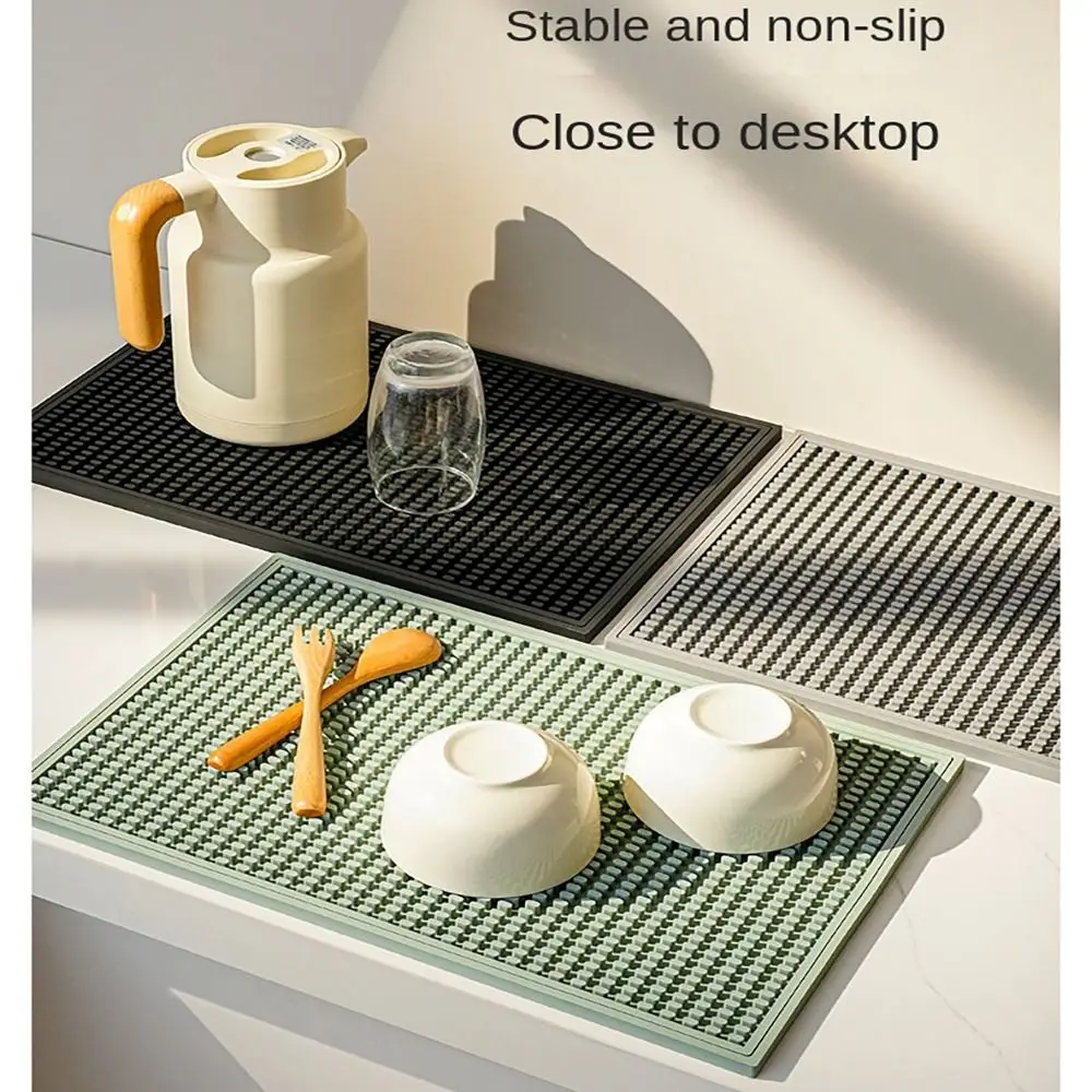 2024 New Fashion Fantasy Style Non-slip Silicon Draining Mat Dining Pad Tableware Drying Mats Dish With Foldable Washable