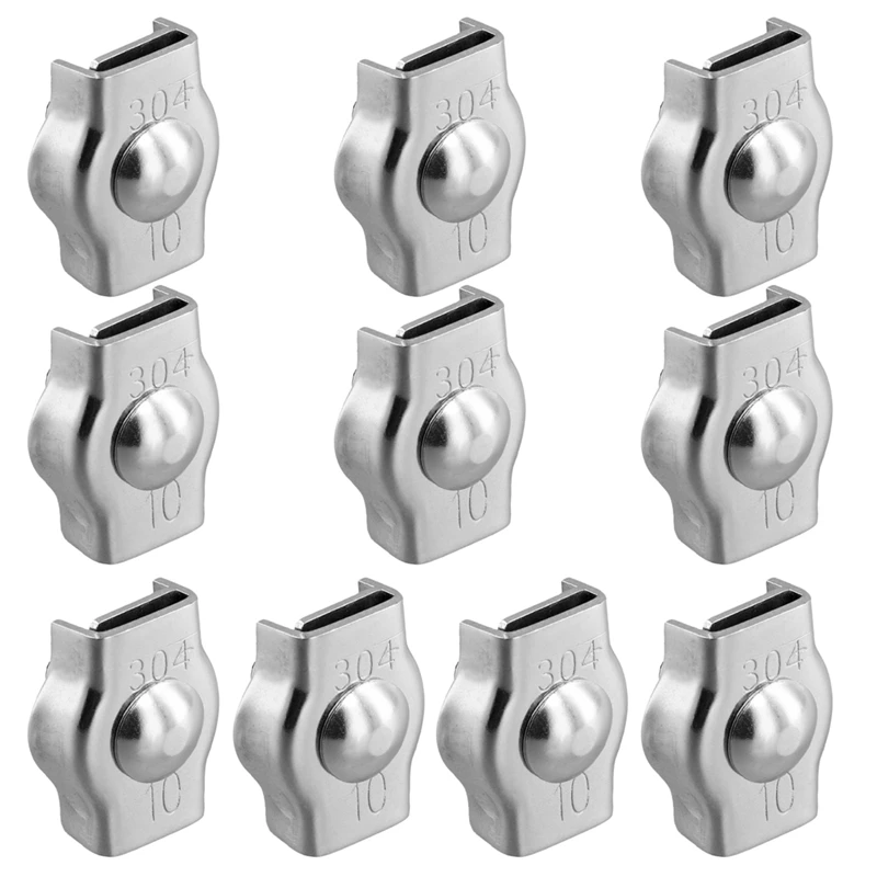 

Promotion! 10Pcs Clamps, Wire Cord Clamps, Stainless Steel 304 Cable Clamps, Wire Rope Steel Cable Fixing Clip M10