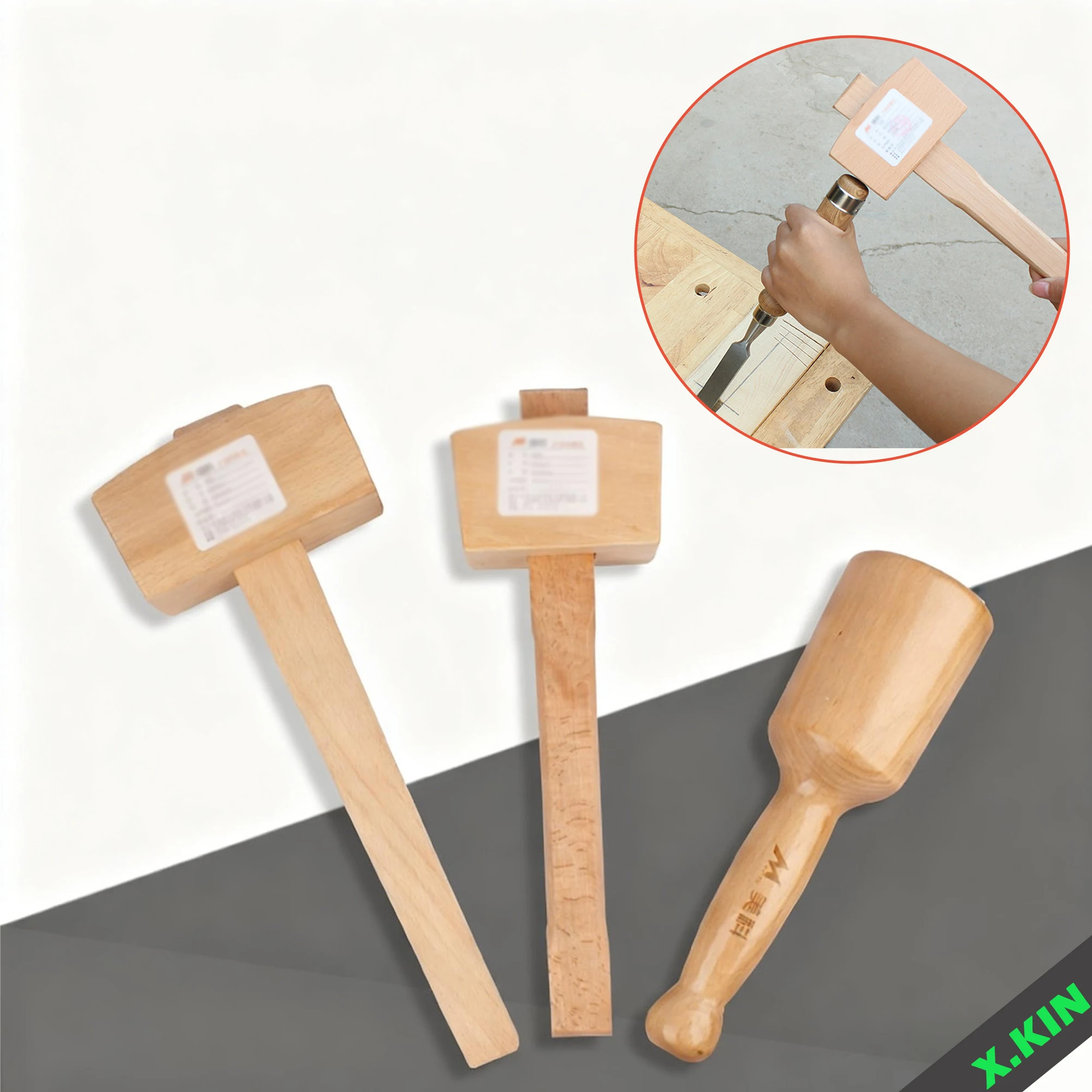 1Pc Small Wooden Mallet, All-Purpose Solid Beechwood Hammer for DIY Projects and Crafts