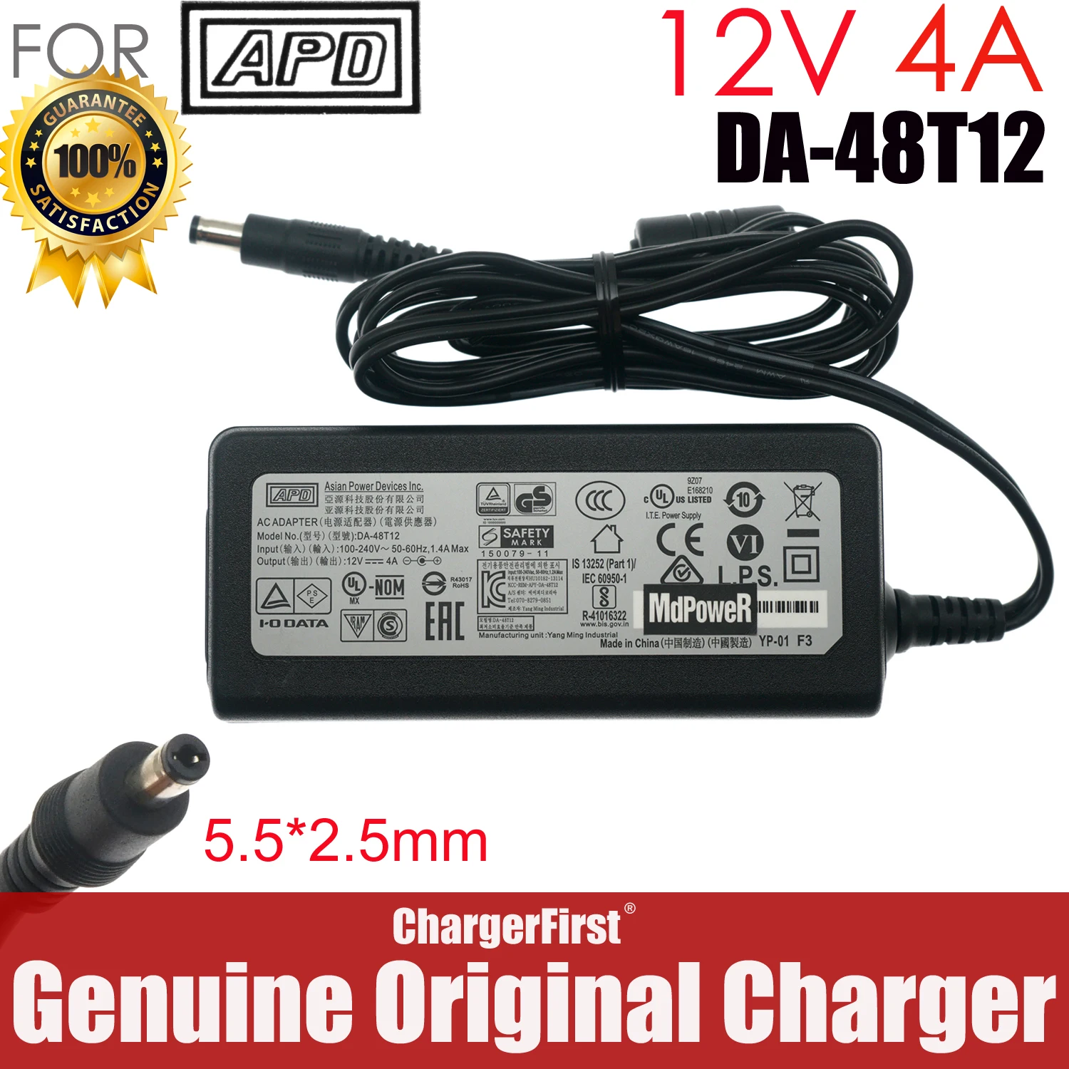 Genuine 48W AC Adapter Charger For APD 12V 4A 5.5x2.1mm DA-48T12 DA-48Q12 Power Supply