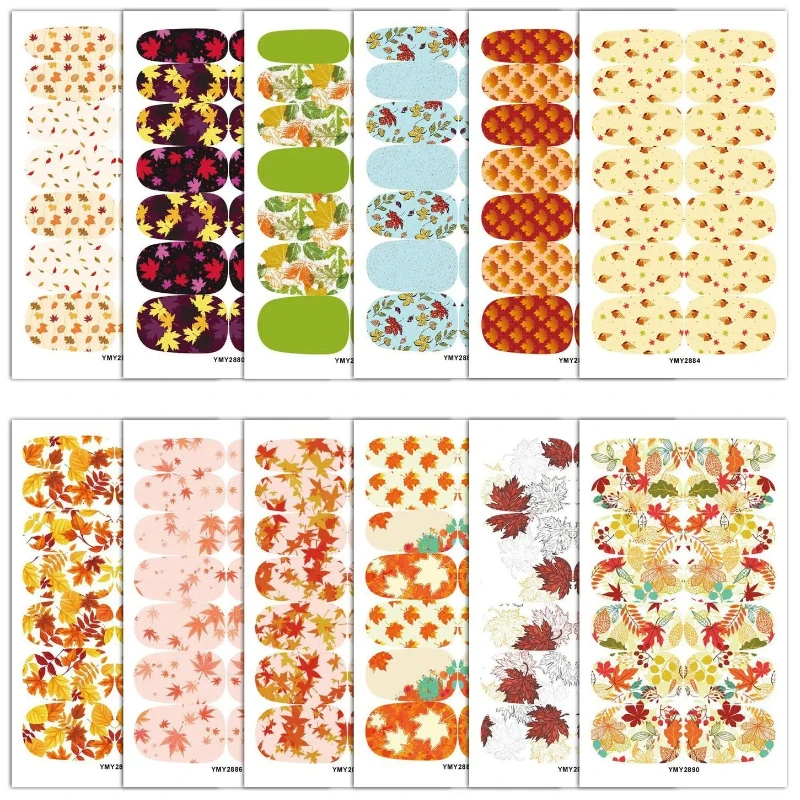 

Full Cover Nail Stickers Maple Leaf Nail Decoration Nails Sticker Designer Self Adhesive Nail Sticker Autumn Nail Art Sticker